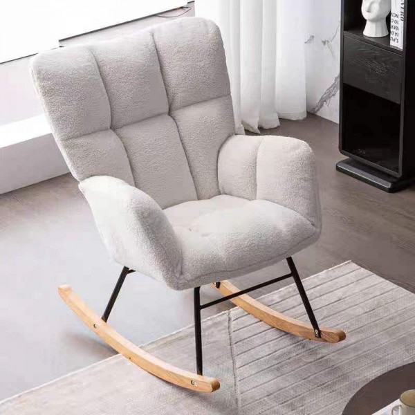 Nordic Balcony Lazy Casual Sofa Chair Swing Chair Safe Solid Wood Base Soft Rocking Chair