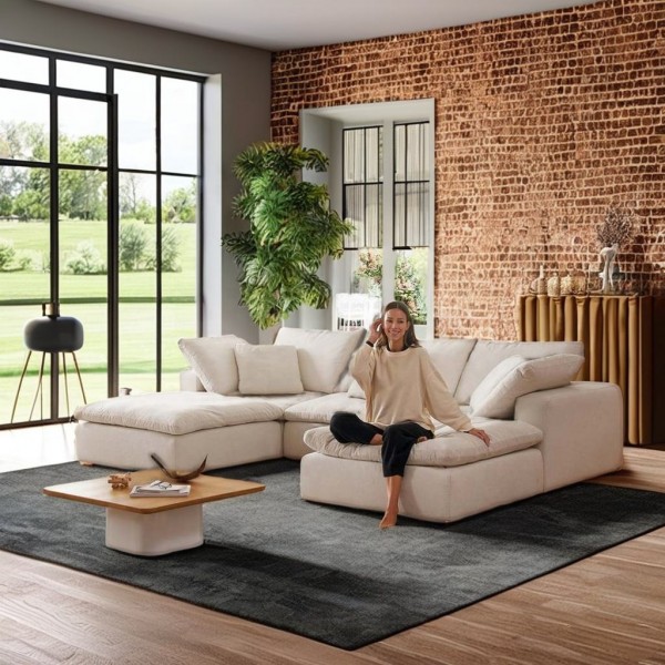 Modern Indoor Couch Top Comfortable Furniture Cloud U Sectional Fabric Sofa Modular Living Room Sofa