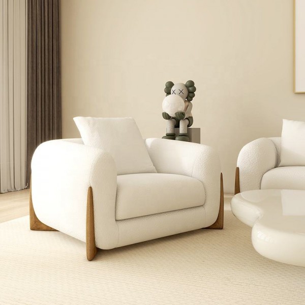 Nordic Modern Apartment Furniture Polar Fleece 2 Seater Lounge Sofa Fabric Couch Set Upholstered Living Room Modular Sofas