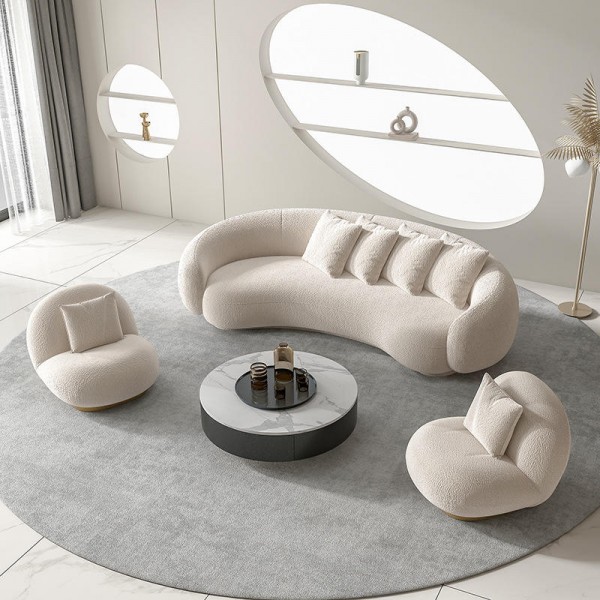 Modern 3+2+1 Luxurious Designer Curved Sofas Couches and Sectional Boucle Curved Sofa Home Furniture Soft Living Room Sofa