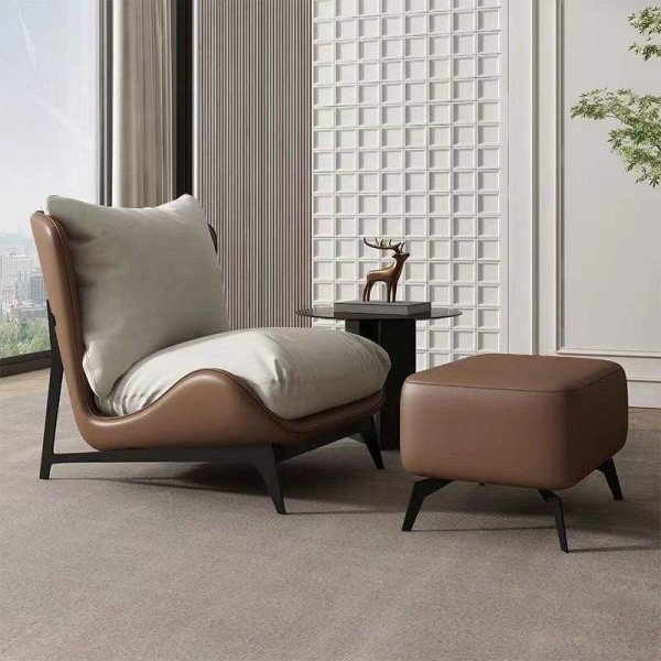 Modern Italian Leisure Chair with Ottoman Soft Accent Furniture for Home Office Bedroom or Apartment for Living Room