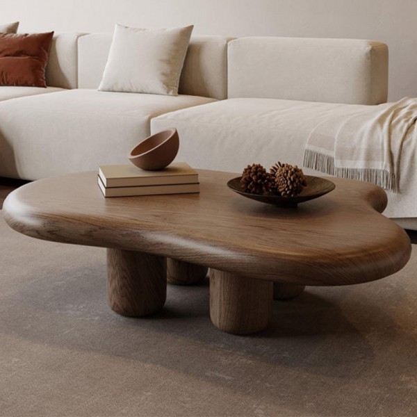 New European Style Living Room Furniture Irregular Coffee Table Brown Solid Wood Creative Cloud Coffee Table