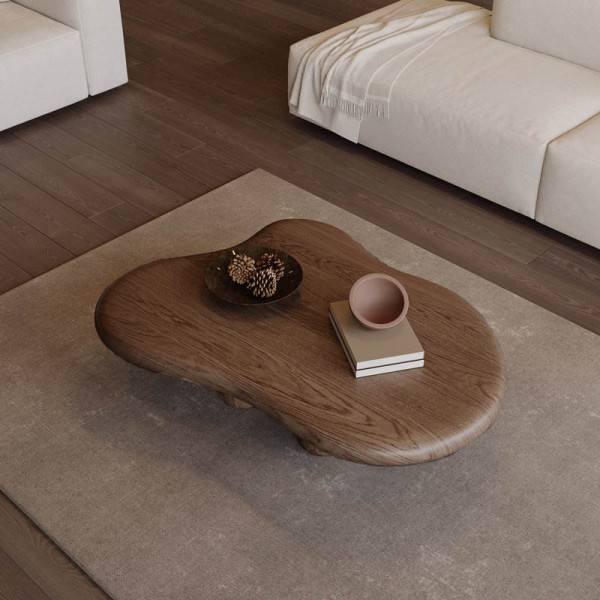 New European Style Living Room Furniture Irregular Coffee Table Brown Solid Wood Creative Cloud Coffee Table