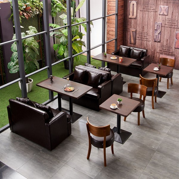 Retro Industrial Restaurant Coffee Furniture Wooden Dining Table Chair