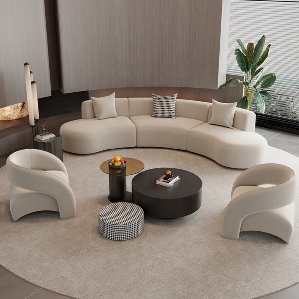 Customizable Nordic Light Luxury Fabric Canapé Living Room Furniture Modern Soft Sponge Modular Sectional Curved Sofa Set