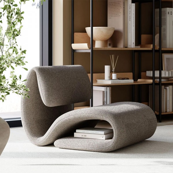 Minimalist S-shaped Sofa Chair Lambskin Leisure Chair Suitable for Living Room Bedroom Special-shaped Single Chair