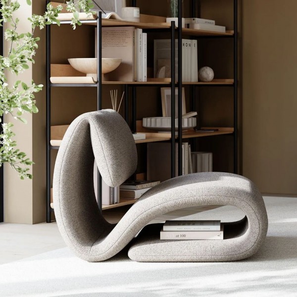 Minimalist S-shaped Sofa Chair Lambskin Leisure Chair Suitable for Living Room Bedroom Special-shaped Single Chair