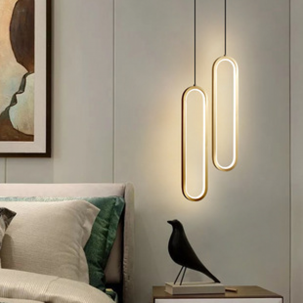 Bedroom bedside pendant light modern simple Nordic style creative background wall long line internet famous light luxury single head small pendant light