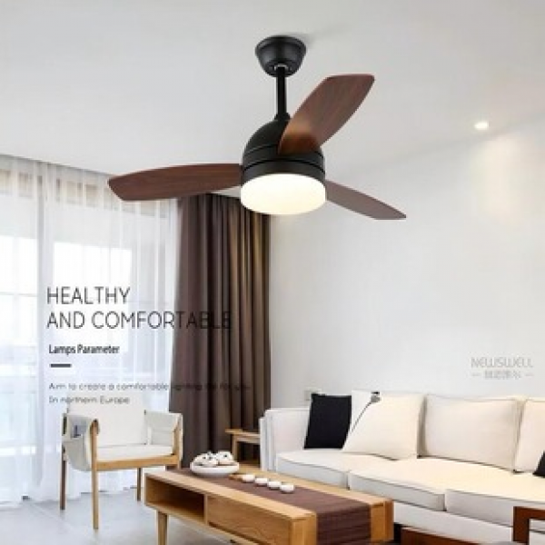Macaron children's room fan light, frequency conversion silent LED, no flicker, bedroom electric fan, pendant light, study simple style