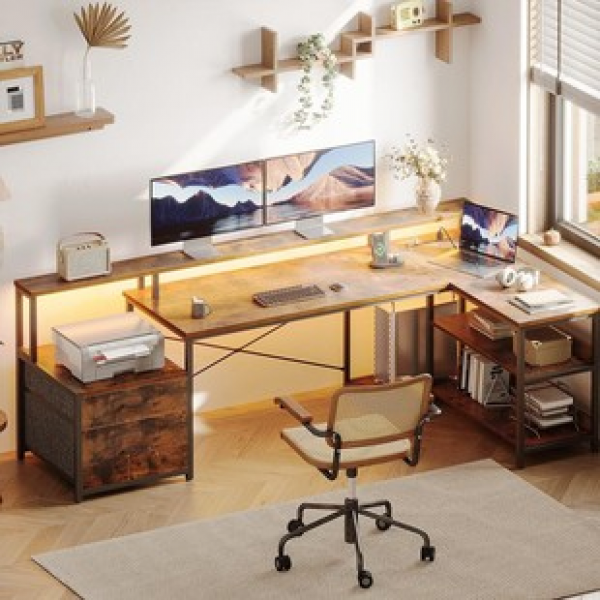 Cross border retro L-shaped corner desk, student desk, home study desk, free combination office desktop computer desk