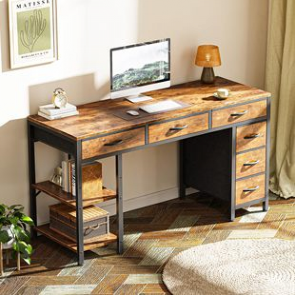 Cross border retro industrial style office desk, computer desk, learning desk, electronic competition desk, storage rack, desk manufacturer direct sales