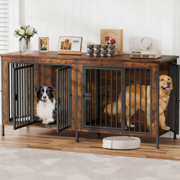 Amazon Cross border Double Dog Cage Thickened Large Space Extra Large Pet Cage Large Dog Cage Golden Hair De Mu