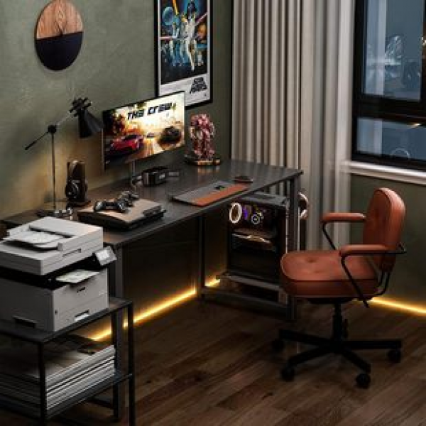Cross border suitable for home offices, small spaces, desks with headphone hooks, modern simplicity, modernity, black atmosphere