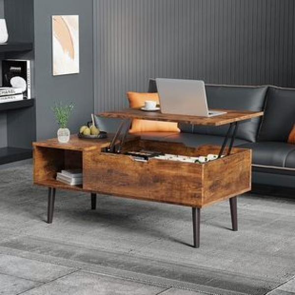 Home living room adjustable height coffee table iron wood bedroom study notebook storage table factory direct sales