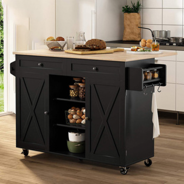 Amazon cross-border manufacturer direct sales dining cabinet, kitchen mobile island table, restaurant universal wheel cart, American style storage cabinet