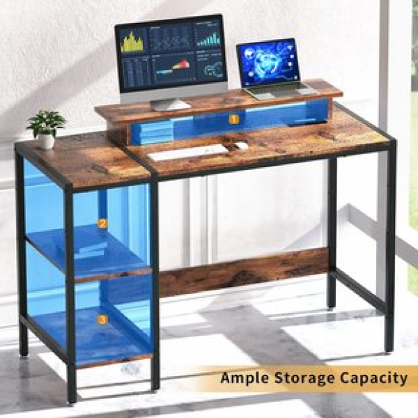 Cross border capacity for 2 monitors, writing desk, gaming/computer desk, 47 "home office with monitor stand