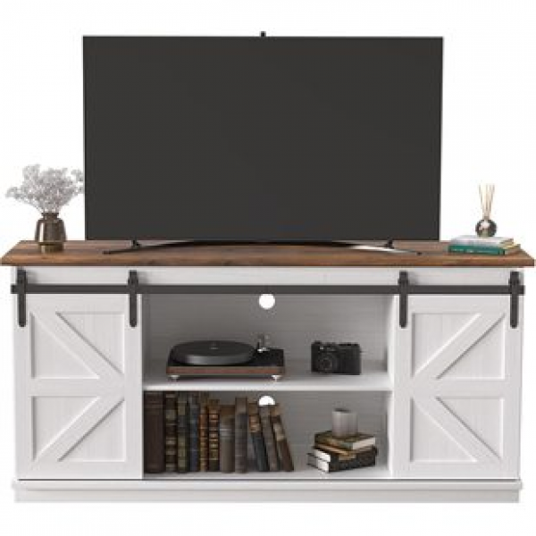 Cross border direct sales of dynamic barn doors, entertainment center, living room, bedroom, 65 inch TV stand with storage cabinet, sliding tide