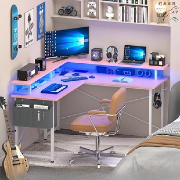 Corner computer desk L-shaped desktop home gaming desk bookshelf bedroom study desk office desk gaming desk