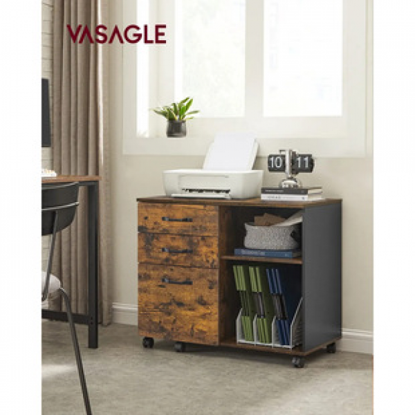 Retro color movable filing cabinet, office multi-layer storage cabinet, home bedroom bedside cabinet with storage partition