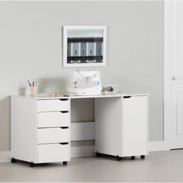 Cross border sewing process table, home workspace, computer desk with 9 built-in casters, nail table, nail art station, trendy