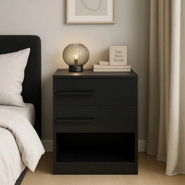 Cross border Italian minimalist bedside table black modern minimalist bedroom bedside storage cabinet designer creative light luxury trend
