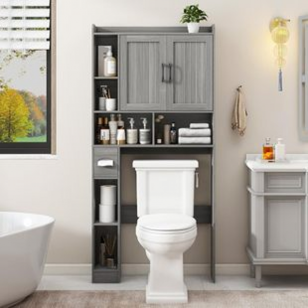 Amazon foreign trade hot selling floor standing storage cabinet with double door storage cabinet panel bathroom narrow gray storage cabinet trend