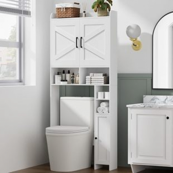 Cross border panel bathroom toilet paper holder column floor standing storage cabinet with double door storage cabinet, Amazon foreign trade hot selling