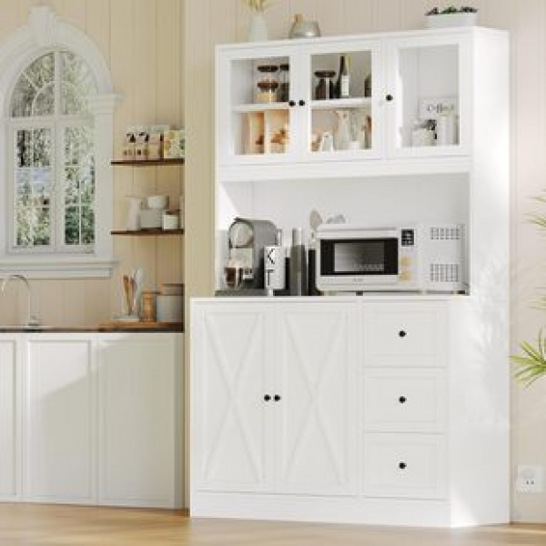 Modern floor cabinets suitable for kitchen, living room, storage rack, Amazon export, cross-border bathroom storage cabinets with glass doors, trendy