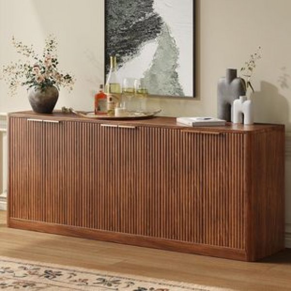 Cross border beautiful neighbor rural American retro all solid wood dining cabinet, living room against the wall, four door storage cabinet, French storage cabinet
