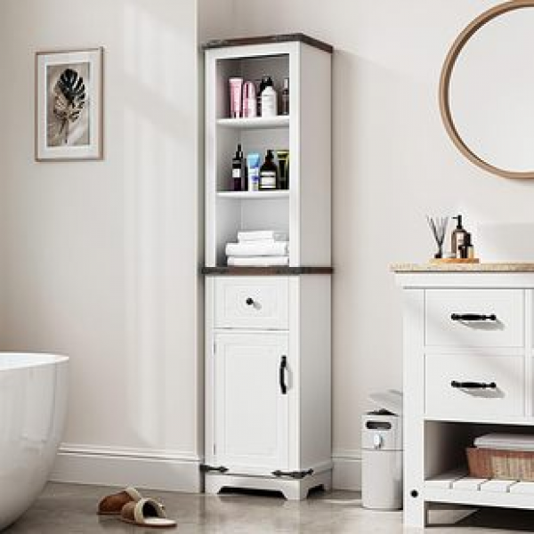 Panel bathroom narrow storage cabinet, floor standing storage cabinet with double doors, Amazon foreign trade hot selling trend