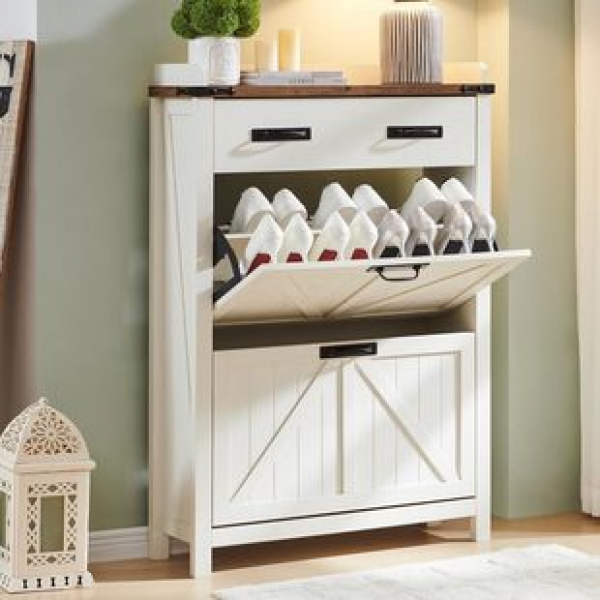 Simple and modern entrance to the farmhouse, shoe storage rack with drawers, Amazon panel shoe cabinet, light luxury shoe cabinet