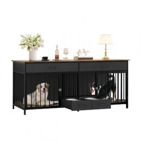 Cross border direct sales panel farmhouse panel decoration dog box suitable for medium-sized and large dogs, Amazon hot selling dog cage trend