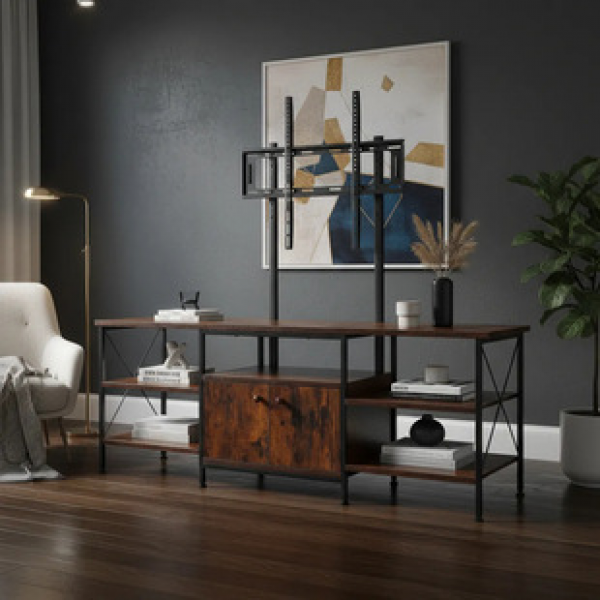 American rural style living room simple TV cabinet bracket, household open carbon steel storage rack, foyer display desk rack