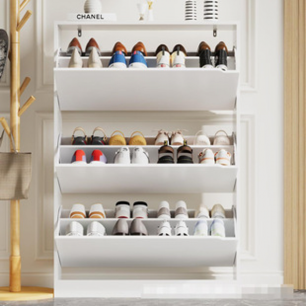 Cross border Amazon hot selling independent entrance shoe cabinet storage panel flip drawer shoe cabinet hidden narrow shoe rack