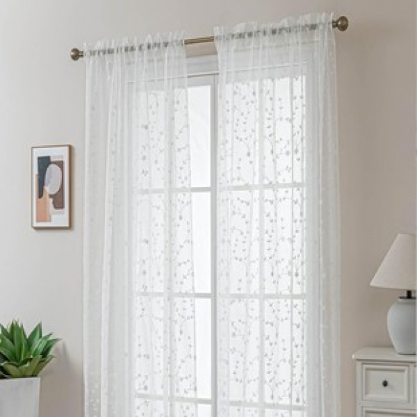 1PC premium white branch language transparent window screen living room bedroom dining room study versatile finished curtain