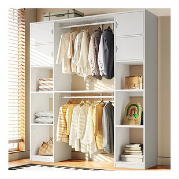 Cross border solid wood bucket cabinet, hanging clothes rack, integrated household wall storage cabinet, bedroom coat rack, bed end cabinet, storage cabinet, trendy