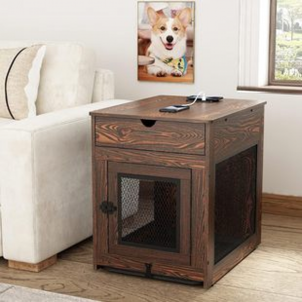 Cross border manufacturer direct sales pet category simple modern dog cage iron wood combination with drawer storage pet cabinet popular item