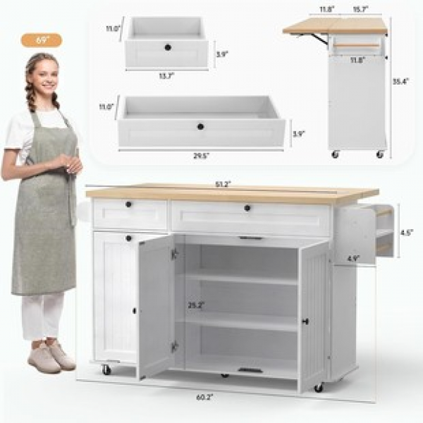 Storage cabinet, movable kitchen, self-service dining table, storage cabinet, breakfast bar counter, kitchen island with drawers, trendy