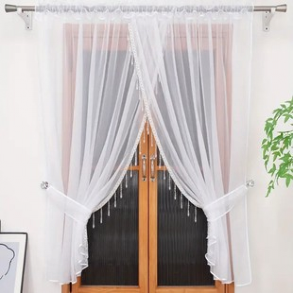 2026 Factory Direct Supply Cross border E-commerce Platform Amazon's Explosive New Product White Yarn with Lace Curtains