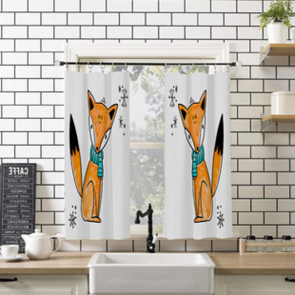 Children's cartoon curtains, semi blackout curtains, bay windows, short curtains, small curtains, semi blackout bedroom partition curtains, semi blackout living room curtains