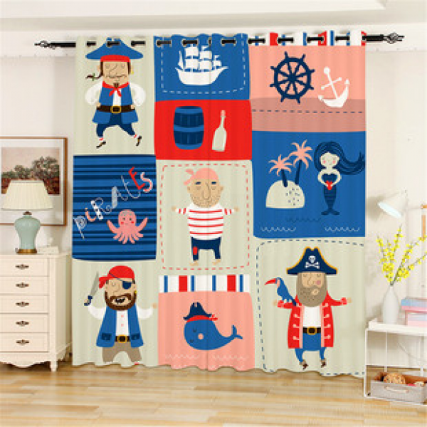 Children, boys and girls, living rooms, bedrooms, bay windows, floor to ceiling, non perforated blackout curtains, digital printed cotton and linen curtains