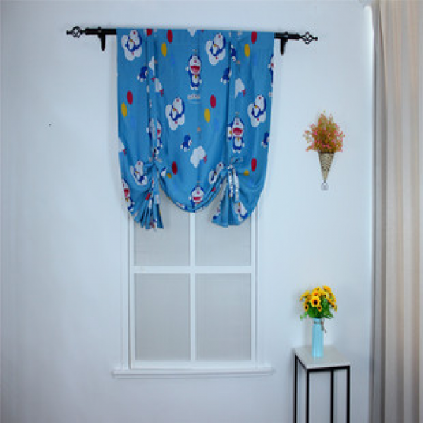 Cotton and linen curtains, window curtains, cute and simple balcony curtains, fabric, living room, bedroom, Doraemon, cute