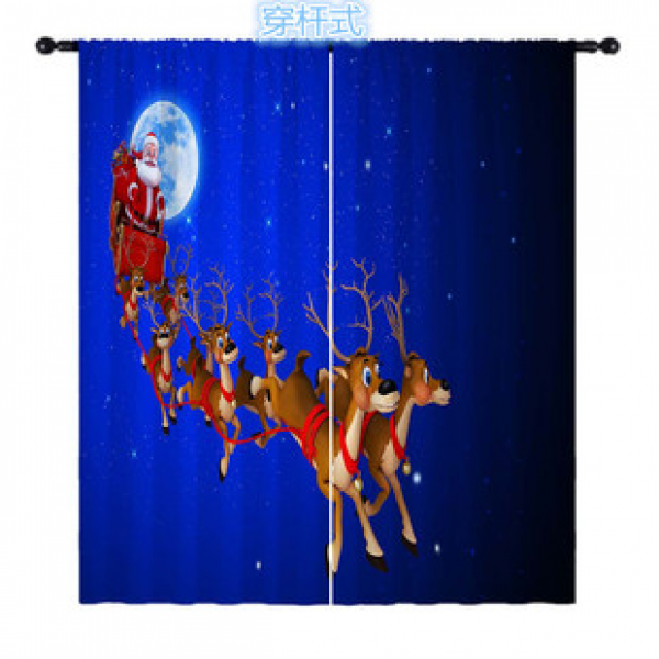 3D Digital Heat Transfer Printing Christmas Series Outdoor Waterproof and Light Blocking Fabric Curtains Manufacturer Direct Supply Cross border Wholesale