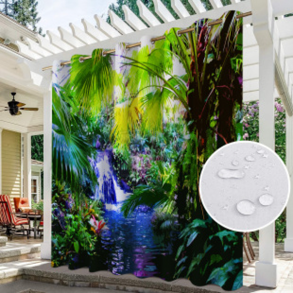 Curtain and window screen manufacturers supply cross-border platform outdoor rainy day series high-definition 3D outdoor landscape waterproof system
