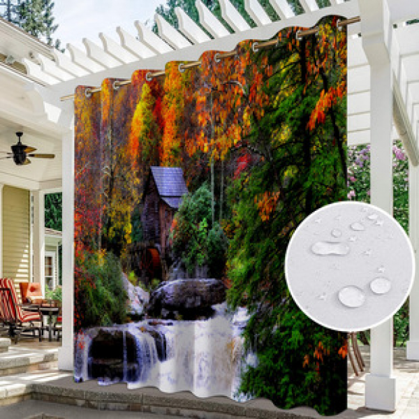 Curtain and window screen manufacturers supply cross-border platform outdoor rainy day series high-definition 3D outdoor landscape waterproof system