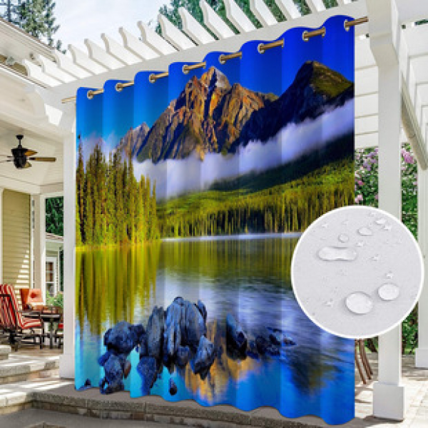 Curtain and window screen manufacturers supply cross-border platform outdoor rainy day series high-definition 3D outdoor landscape waterproof system