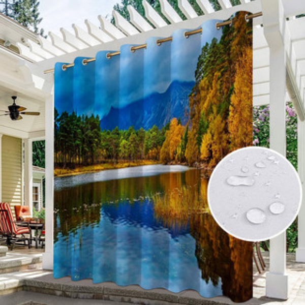 Curtain and window screen manufacturers supply cross-border platform outdoor rainy day series high-definition 3D outdoor landscape waterproof system