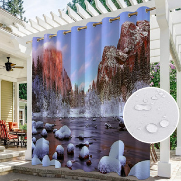 Curtain and window screen manufacturers supply cross-border platform outdoor rainy day series high-definition 3D outdoor landscape waterproof system