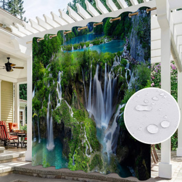 Curtain and window screen manufacturers supply cross-border platform outdoor rainy day series high-definition 3D outdoor landscape waterproof system