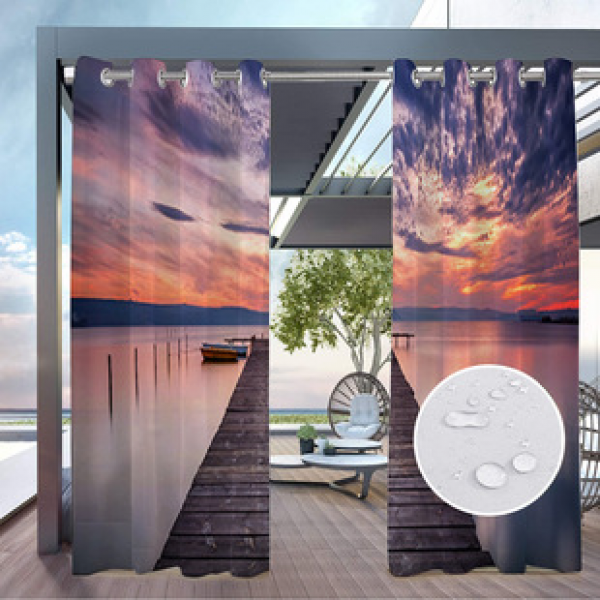 Kelaitu curtain and window screen manufacturer supplies cross-border platform outdoor rainy day series high-definition 3D outdoor landscape waterproofing
